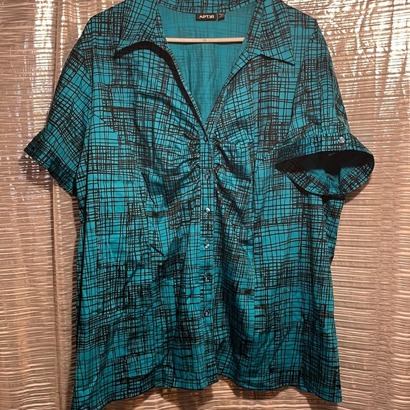 APT. 9 Button Up Shirt Top Blouse Women's Multicolor short Sleeve size 3X - Picture 2 of 8